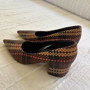 Ulla Johnson Woven Pointed-Toe Block Heel Pumps - Multicolor